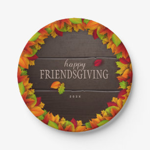 Assiettes En Carton Happy Friendsgiving Plaque papier personnalisée