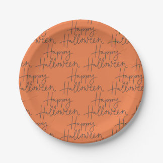 Assiettes En Carton Happy Halloween Orange & Gris Plaques de fête
