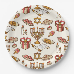 Assiettes En Carton Happy Hanoukka Plaque en papier