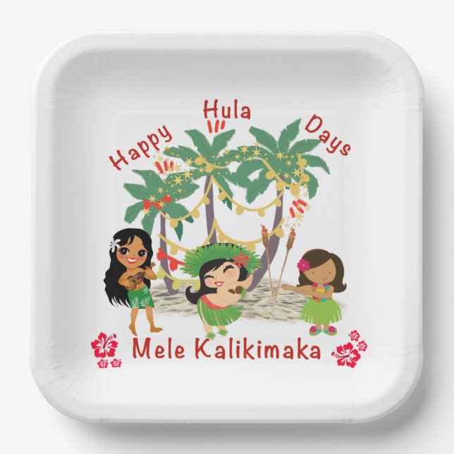 Assiettes En Carton Happy Hula Days Plaque papier (Recto)