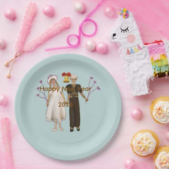 Assiettes En Carton Happy New Year 2026 (Fête)