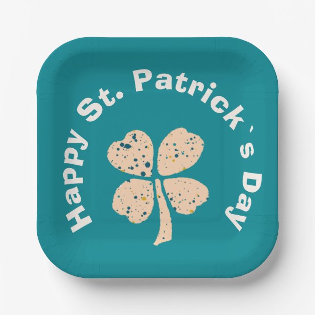 Assiettes En Carton Happy St. Patrick`s Day Shamrock Clover (Recto)