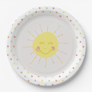Assiettes En Carton Happy Sunshine polkadot Party Plaque papier