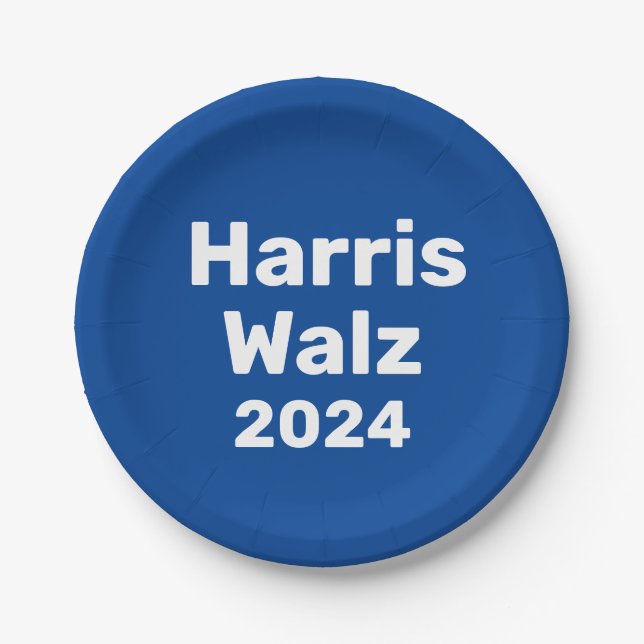 Assiettes En Carton Harris / Walz Campagne présidentielle 2024 (Devant)