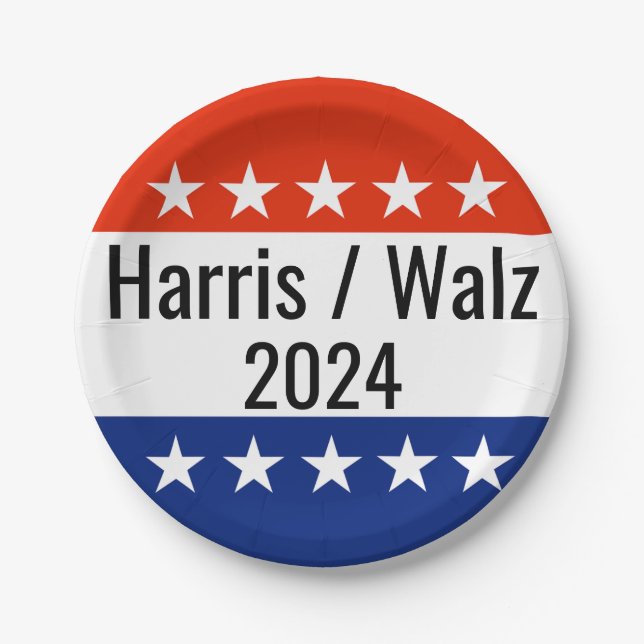 Assiettes En Carton Harris Walz Élection 2024 (Devant)