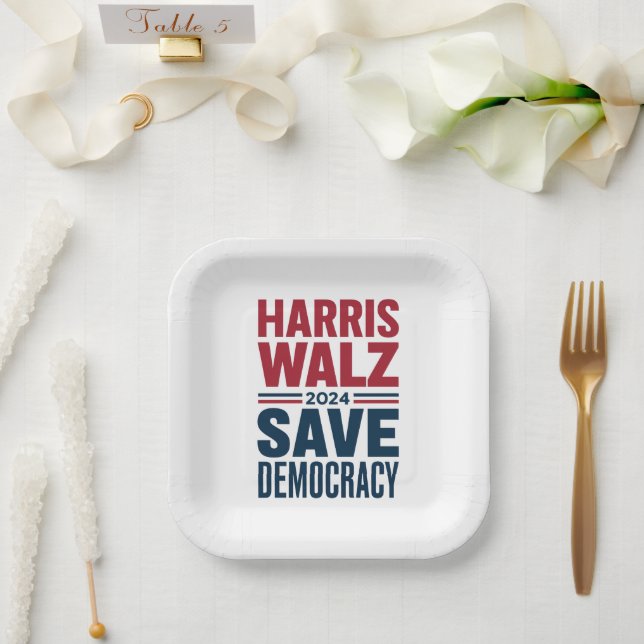 Assiettes En Carton Harris Walz sauve la démocratie (Mariage)