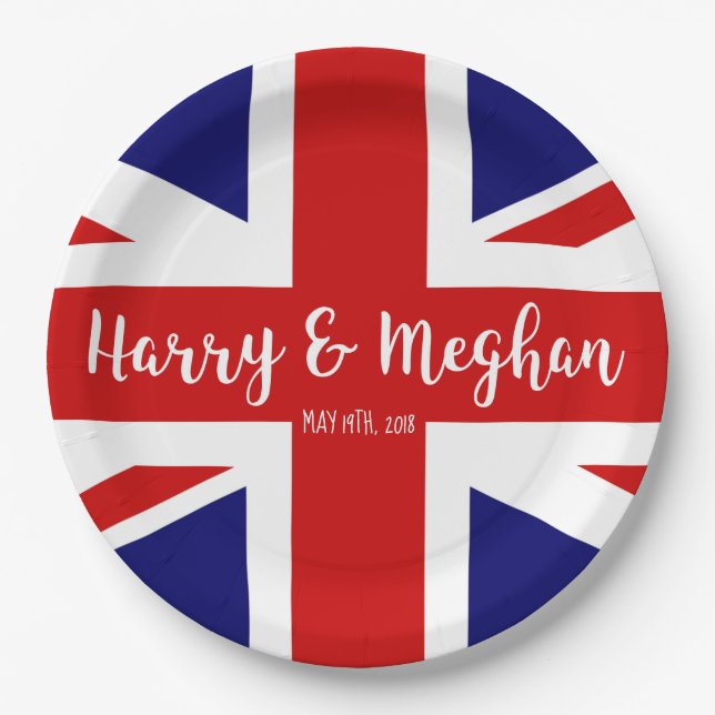 Assiettes En Carton Harry & Meghan | Célébration du Mariage royal (Devant)