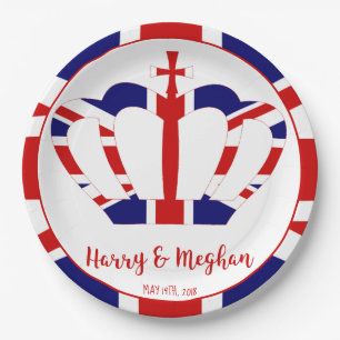 Assiettes En Carton Harry & Meghan Crown Célébration du Mariage roya