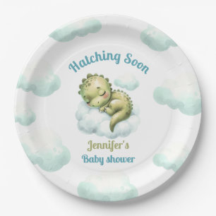 Assiettes En Carton Hatching Bientôt Cute Dinosaur Baby shower de garç
