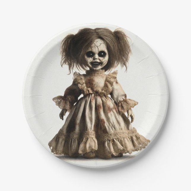 Assiettes En Carton Hauné Éffrayante poupée Halloween Costume Party (Devant)