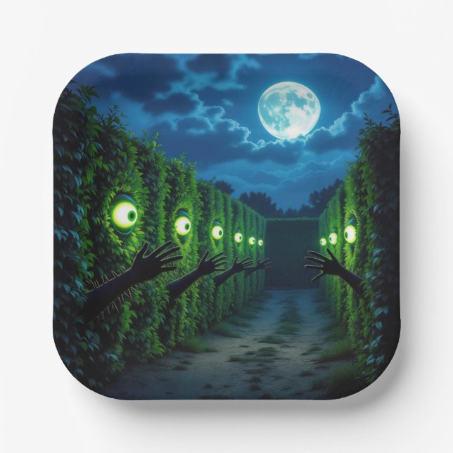 Assiettes En Carton Haunween Halloween Hedge Horror (Recto)