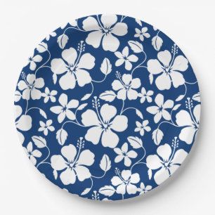 ASSIETTES EN CARTON HAWAIIAN HULA (HIBISCUS) NAVY