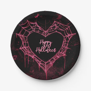 Assiettes En Carton Heart Spider Web Pink Gothic Girls Halloween