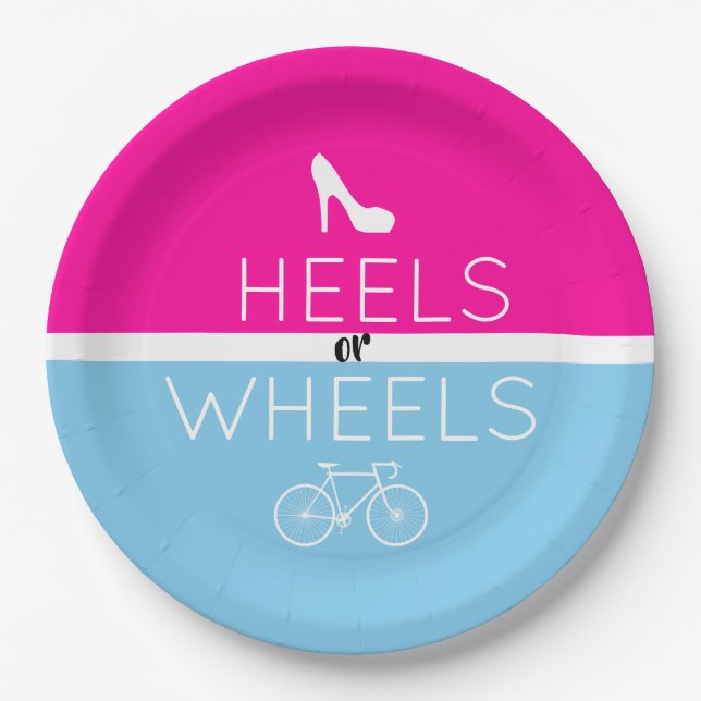 Assiettes En Carton Heels ou roues {Bicycle} Rose|Révélation de genre  (Devant)