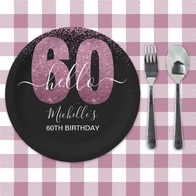 Assiettes En Carton Hello 60! - Elegant 60th Birthday Woman (Créateur téléchargé)