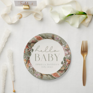 Assiettes En Carton HELLO BABY Botanique Sage Boho