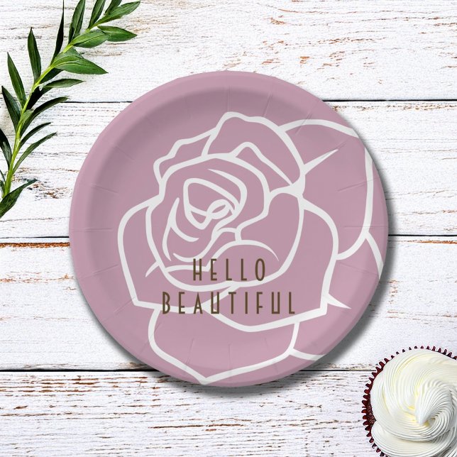 Assiettes En Carton Hello Beautity - Moderne Chic Rose Rose (Créateur téléchargé)