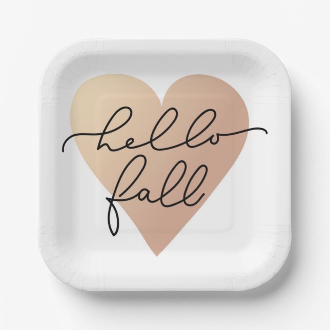 Assiettes En Carton Hello Fall Love Heart (Recto)