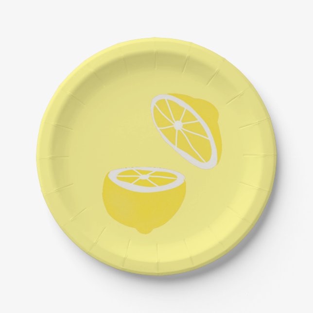 Assiettes En Carton Hello Lemon jaune moderne fruit (Devant)