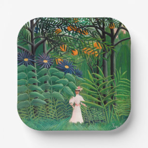 Assiettes En Carton Henri Rousseau - Une femme marche dans une forêt e