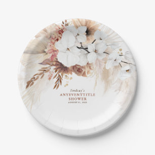 Assiettes En Carton Herbe de Pampas Bohème Terracotta Floral pour tout