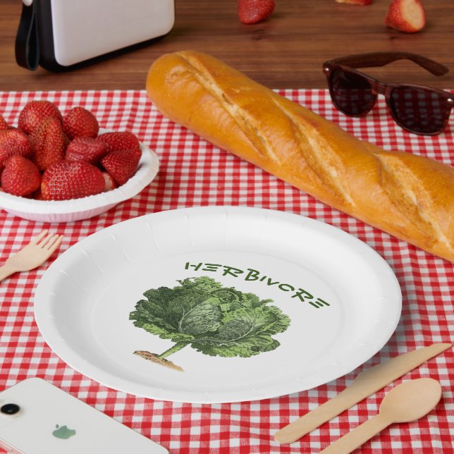 Assiettes En Carton Herbivore Kale Végétarien Végétarien (Pique-nique)
