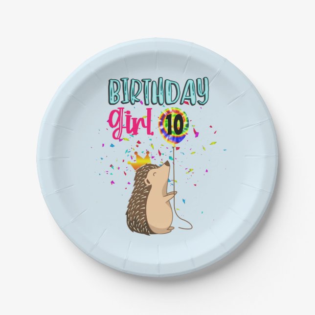 Assiettes En Carton Hérisson Anniversaire des cadeaux de fête de fille (Devant)