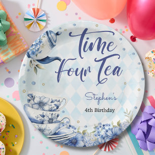 Assiettes En Carton Heure quatre thé, quatrième anniversaire pour les