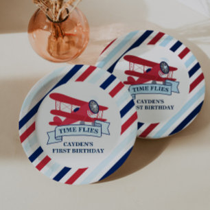Assiettes En Carton Heure Vol avion Anniversaire