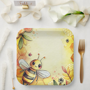 Assiettes En Carton Heureuse abeille