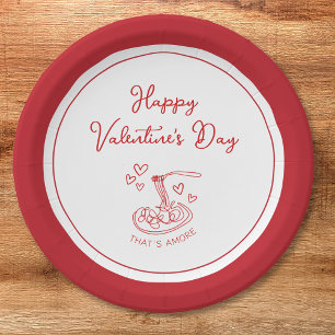 Assiettes En Carton Heureuse Sainte-Valentin simple qui est plus rouge