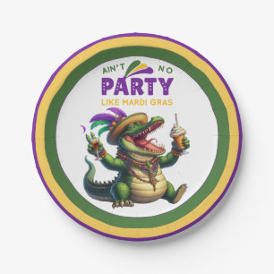 Assiettes En Carton Heureux Mardi Gras Alligator