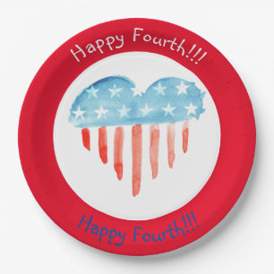 ASSIETTES EN CARTON HEUREUX QUATRIÈME ROND ROUND RED (DRAPEAU DU COEUR