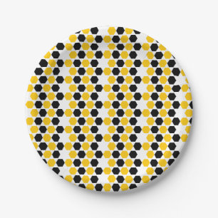 Assiettes En Carton Hexagram hexagonal jaune de bosse Motif