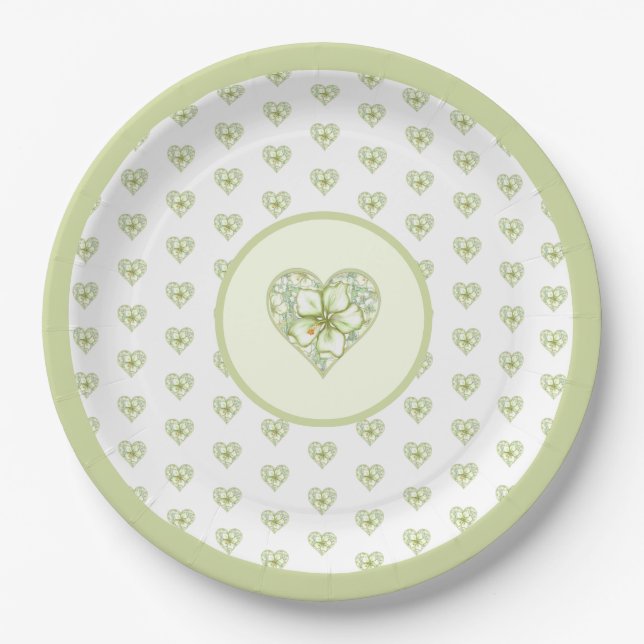 Assiettes En Carton Hibiscus & dentelle BLANC (Devant)