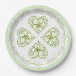 Assiettes En Carton Hibiscus & dentelle BLANC