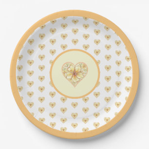 Assiettes En Carton Hibiscus & dentelle JAUNE