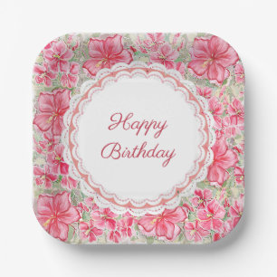 Assiettes En Carton Hibiscus & dentelle RED