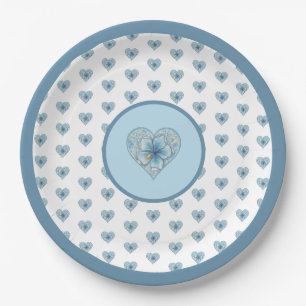 Assiettes En Carton Hibiscus & dentelle TURQUOISE