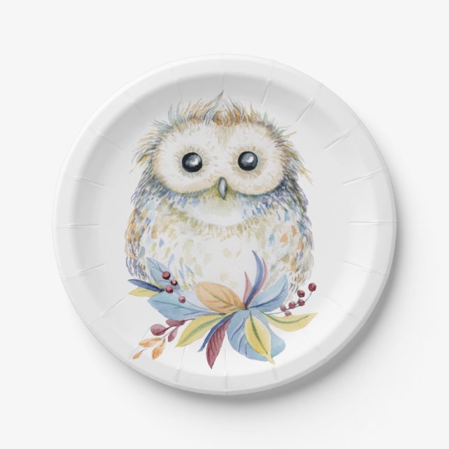 Assiettes En Carton Hibou (Devant)