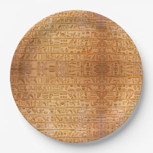 Assiettes En Carton Hiéroglyphe Langue Égypte Ancienne Texte Gravé