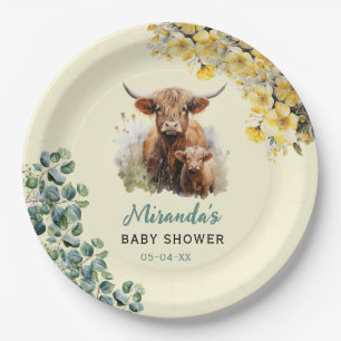 Assiettes En Carton Highland Cow Baby shower