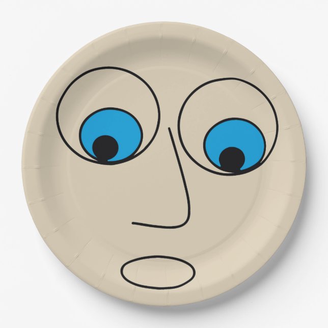 Assiettes En Carton Hilarious Cartoon Homme Peur Design Visage (Devant)