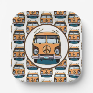 Assiettes En Carton Hippie Van Retro style Vintage des années 1970 Ann