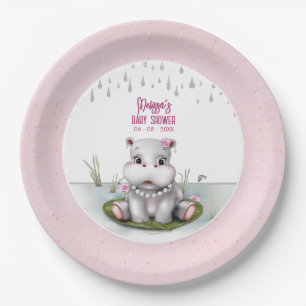 Assiettes En Carton Hippo River Adventure Girl Baby shower