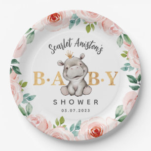 Assiettes En Carton Hippopotame de baby shower