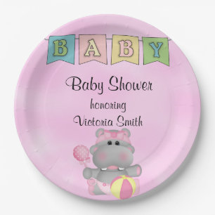 Assiettes En Carton Hippopotame de bébé de baby shower