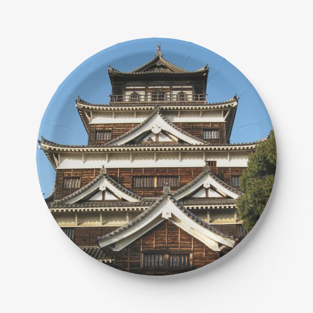 Assiettes En Carton Hiroshima Castle 広 島 城, Hiroshima, Japon (Devant)