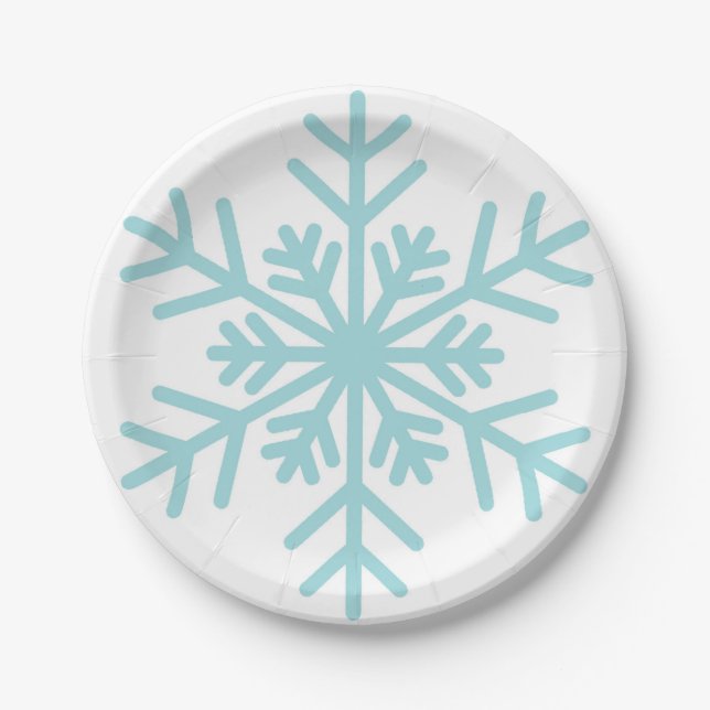 Assiettes En Carton Hiver Flocon de neige Baby shower Plaques de papie (Devant)
