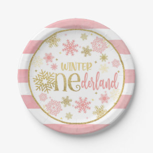 Assiettes En Carton Hiver ONE derland Birthday Plate - Girl - PG